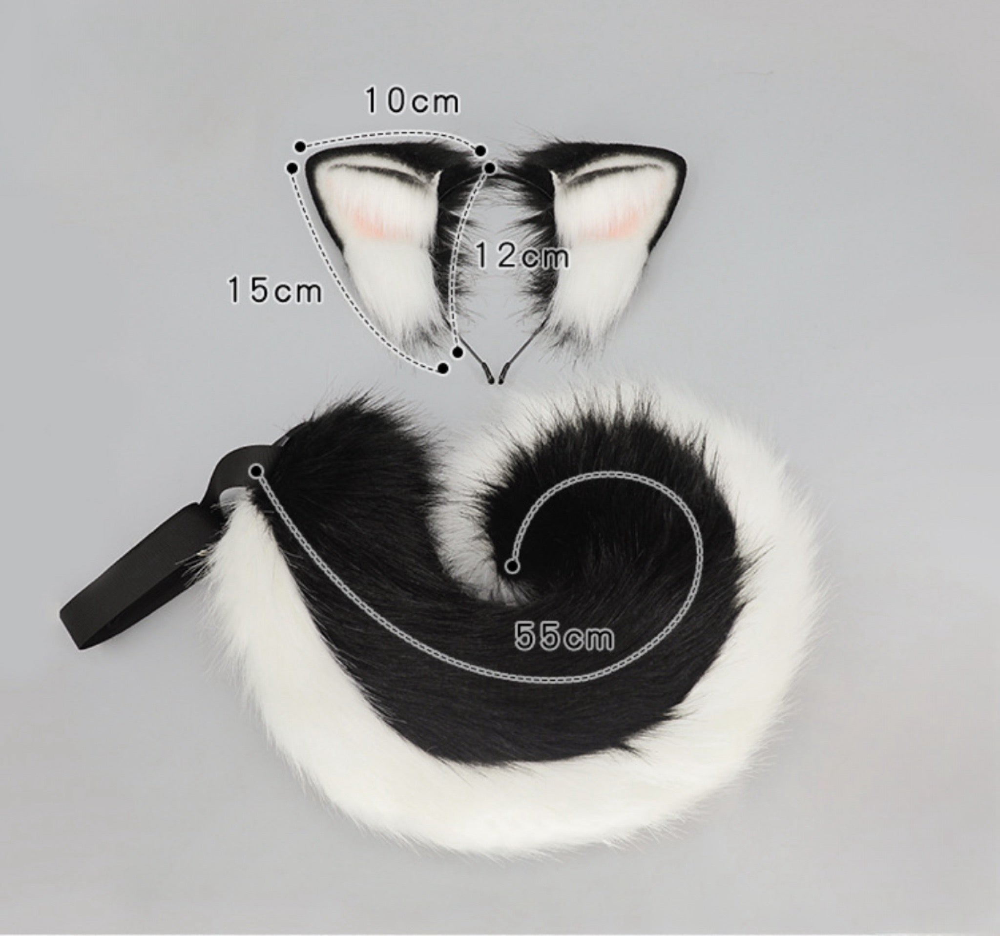 Kawaii Cosplay Dog Ears & Tail Set Fluffy German Shepherd Hellhound Costume Accessory for Women